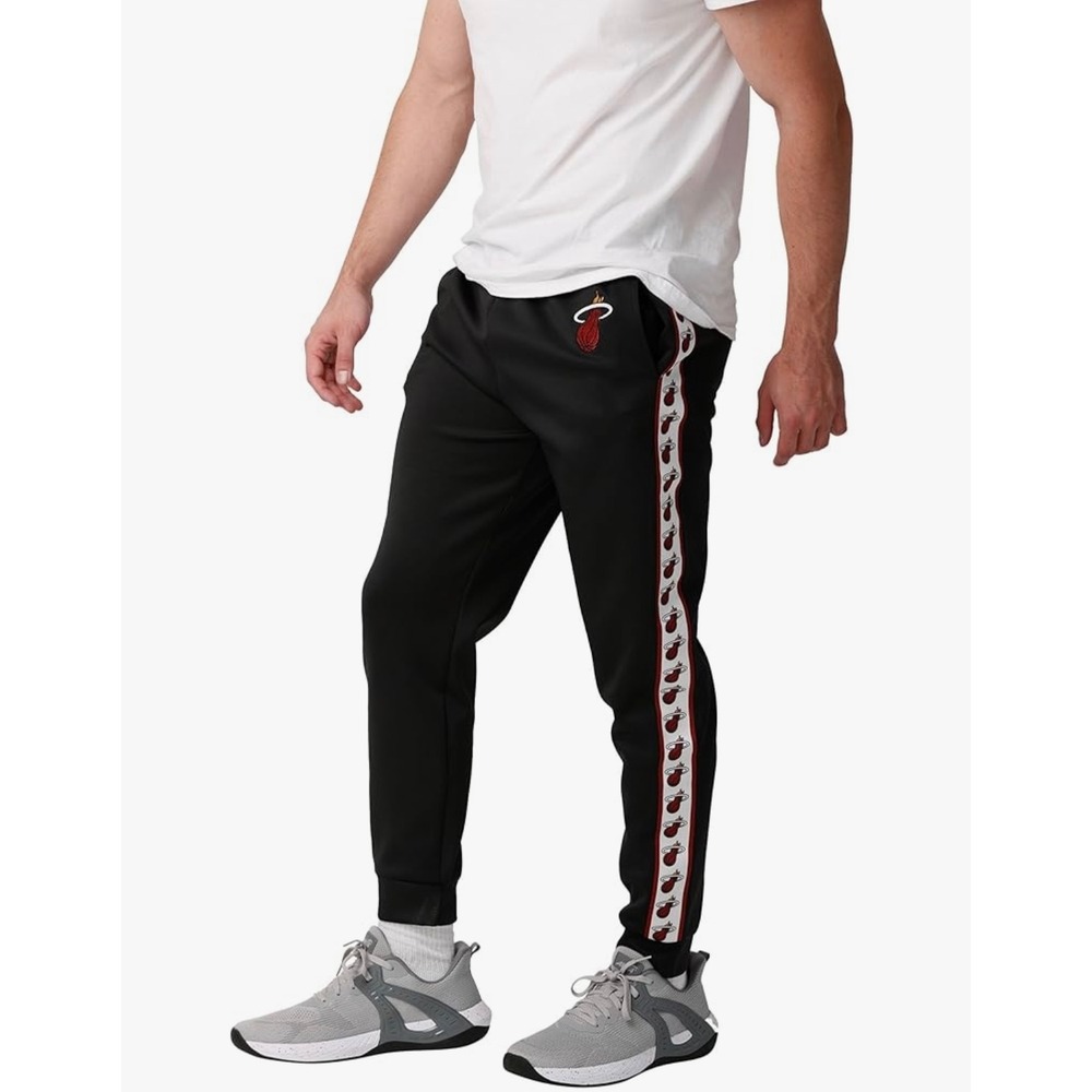 FOCO Miami Heat NBA Track Pants Joggers Black Red White Logo Men's 2XL